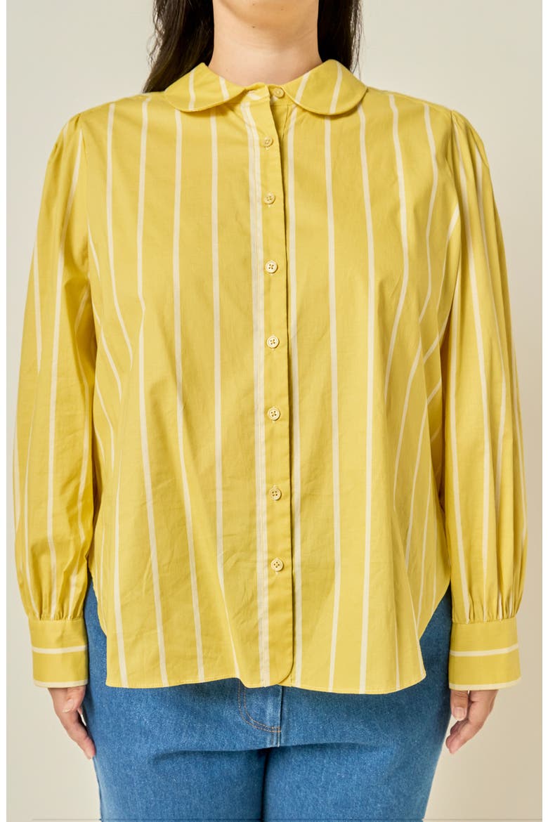 Striped Stretch Cotton Shirt, Alternate, color, MUSTARD