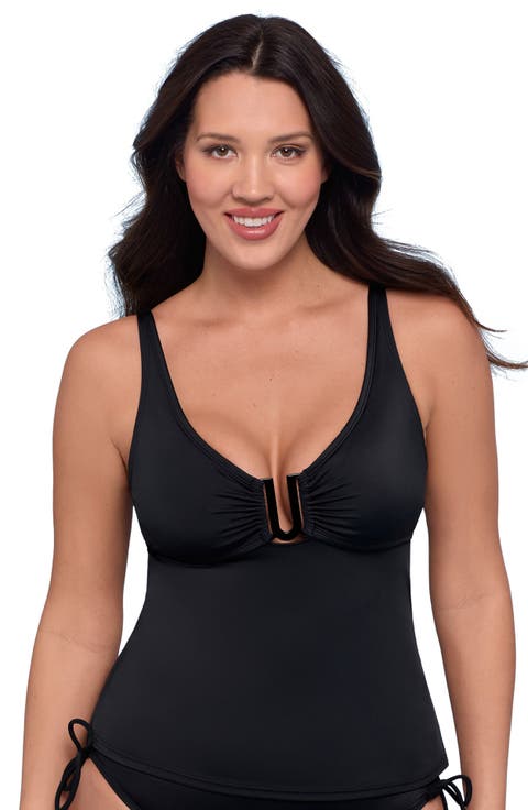 Supportive and Sculpting U-Wire Adjustable Tankini Swimsuit Top
