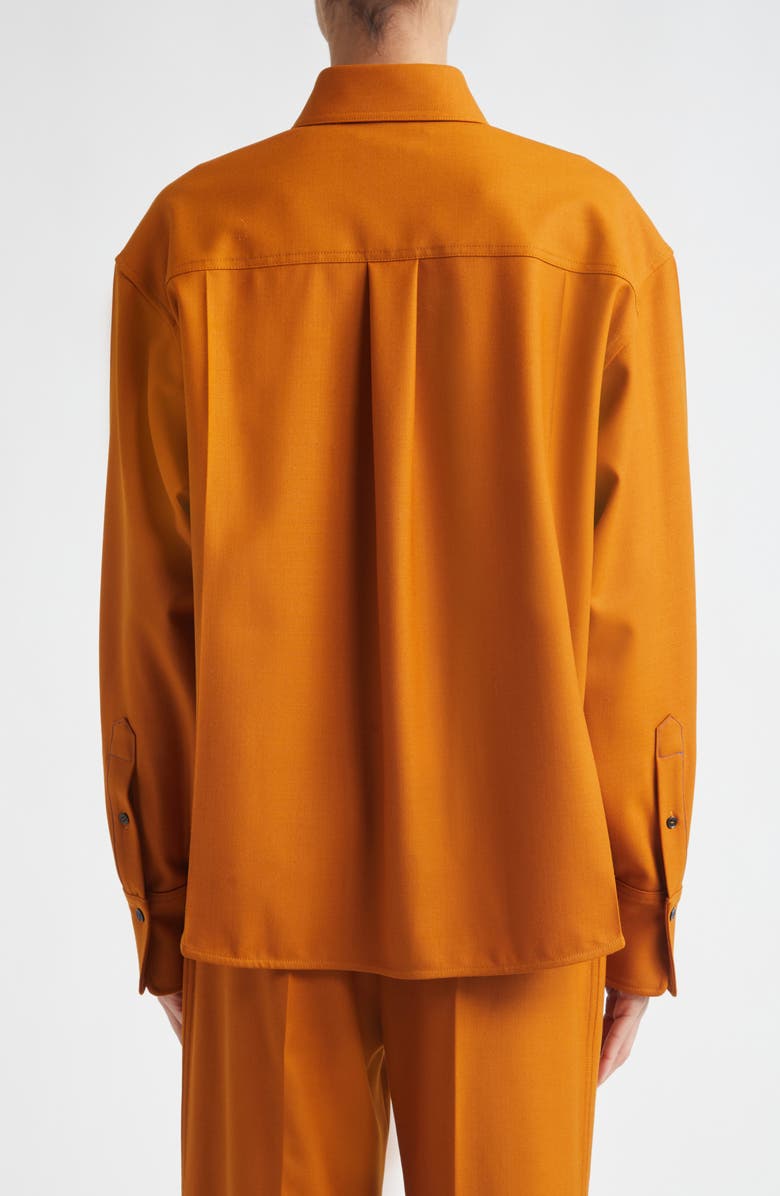 Victoria Beckham Long Sleeve Crop Button-Up Shirt, Alternate, color, Bronze