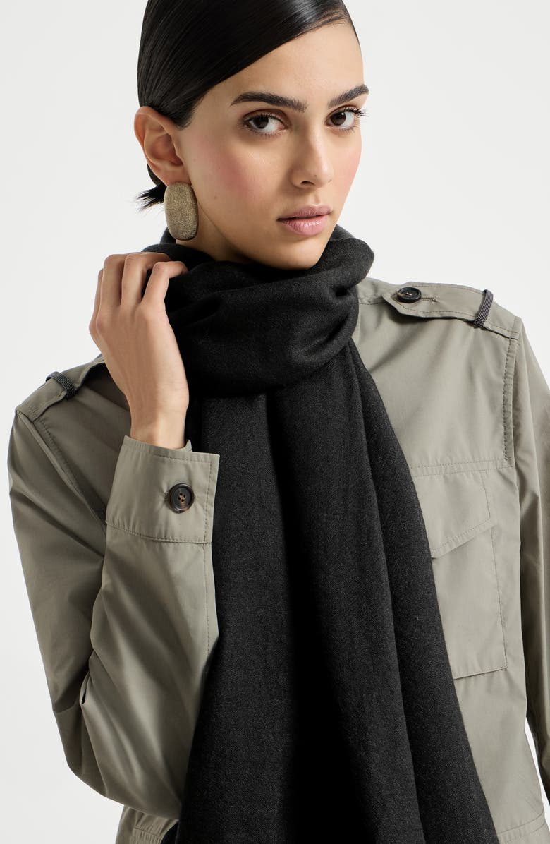 Brunello Cucinelli Cashmere and silk scarf, Alternate, color, Black