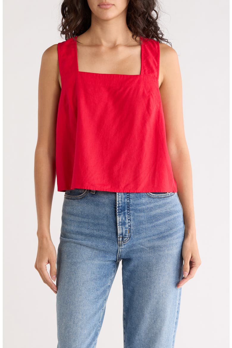 Irene Linen Blend Top, Main, color, CHERRY