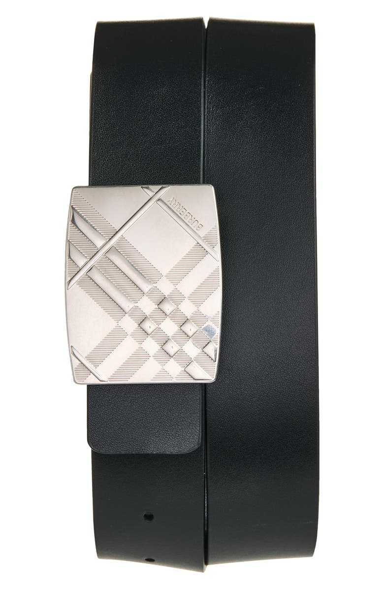 Burberry Reversible Check Engraved Buckle Belt, Alternate, color, Black/ Charcoal