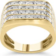 Haus of Brilliance Men's 10K Yellow Gold 1.00 Cttw Diamond Multi Row Ring Band