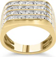 Haus of Brilliance Men's 10K Yellow Gold 1.00 Cttw Diamond Multi Row Ring Band