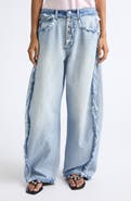 Alexander Wang Inverted Blow Up Frayed Barrel Leg Jeans