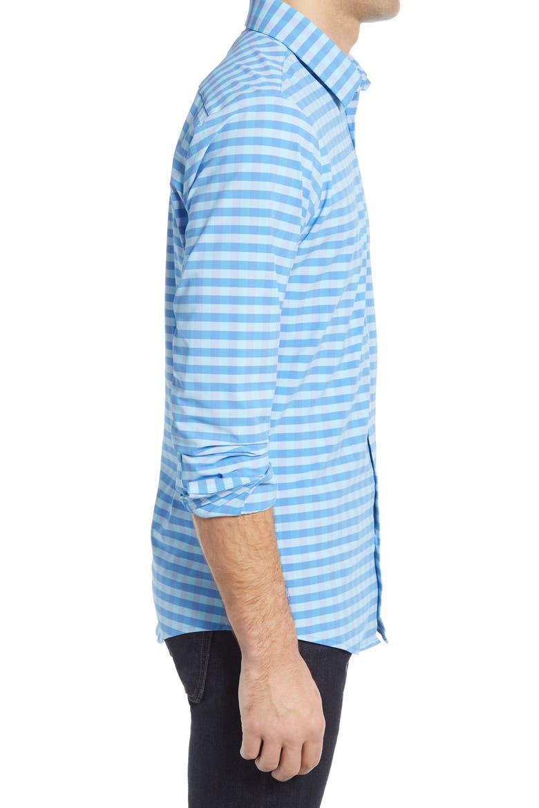 Leeward Check Button-Up Performance Shirt, Alternate, color, BLUE GINGHAM