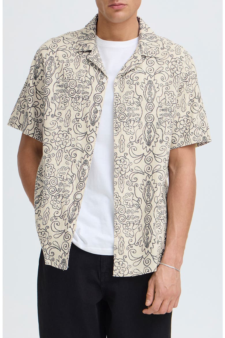 Utkolt Floral Camp Shirt, Main, color, OATMEAL