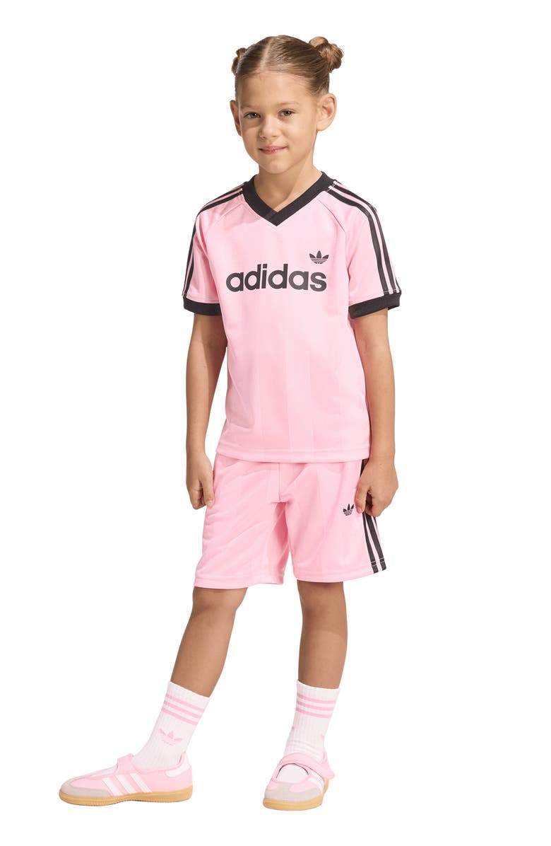 adidas Originals Kids' Jacquard Jersey & Shorts Set, Alternate, color, Light Pink