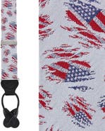 Trafalgar Stars & Stripes Secret Silver Silk Novelty Button End Brace