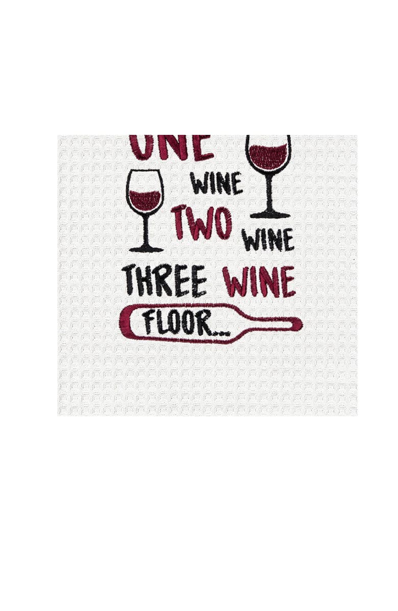 C&F Home "One Wine Two Wine Three Wine" Waffle Weave Dishtowel, Alternate, color, White