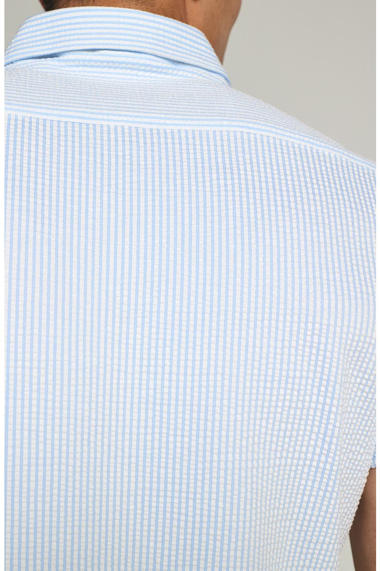 Keaton Stripe Seersucker Short Sleeve Button-Up Shirt, Alternate, color, BLUE