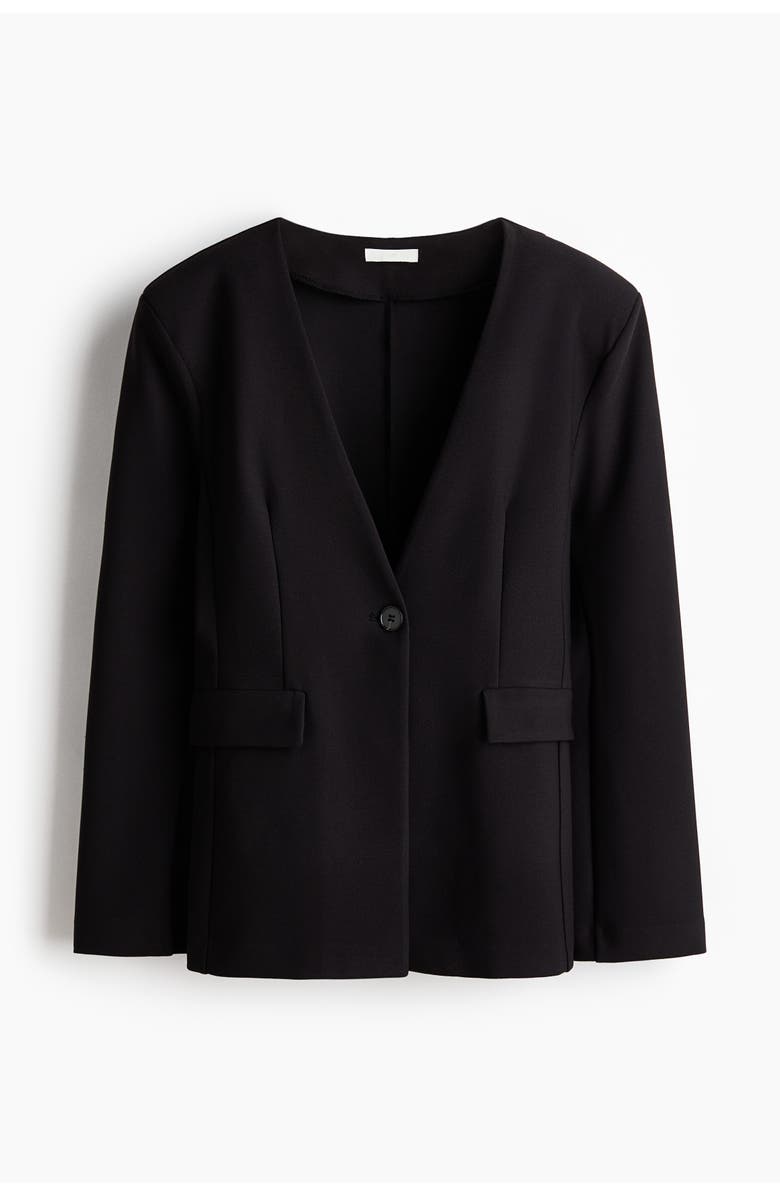 H&M Collarless Jersey Blazer, Main, color, Black