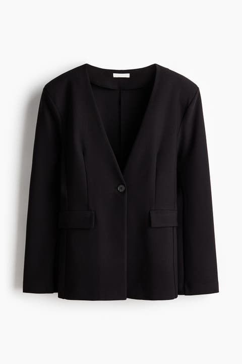Collarless Jersey Blazer