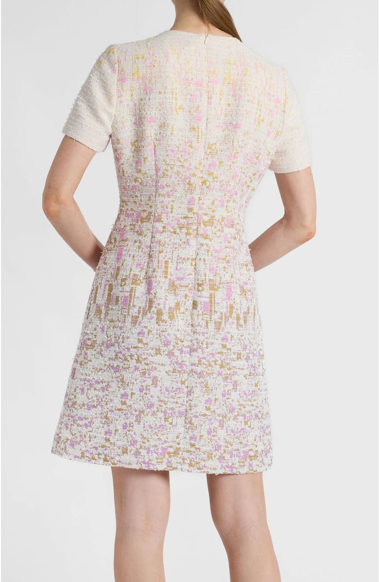 Santorelli Indira Short Sleeve A-Line Dress in Ombré Jacquard, Alternate, color, Pearl