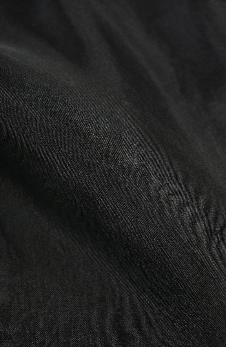 Modenaire Ruffle Oversized Bow Tie Button-Front Blouse, Alternate, color, Black