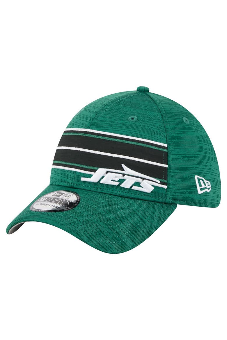 Men's New Era  Green New York Jets Stripes 39THIRTY Flex Hat, Alternate, color, Green