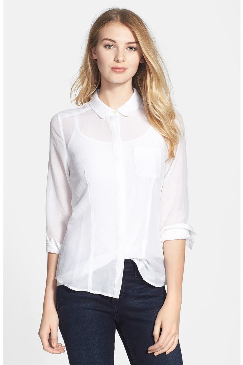 Cotton & Silk Shirt, Main, color, WHITE