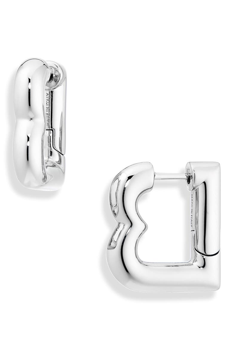 Eisa B XS Hoop Earrings, Main, color, SHINY SILVER 0926