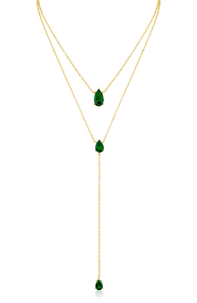CZ by Kenneth Jay Lane Pear CZ Layered Y-Necklace, Main, color,