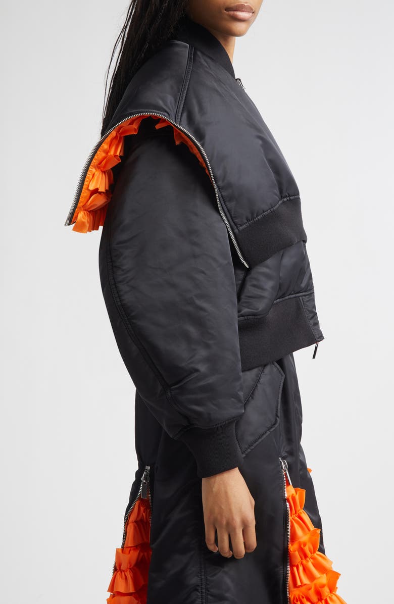 Noir Kei Ninomiya Layered Nylon Twill Bomber Jacket, Alternate, color, Black