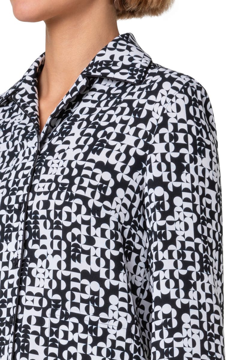 Akris punto Mini Half Grid Circle Print Moss Crepe Button-Up Shirt, Alternate, color, 