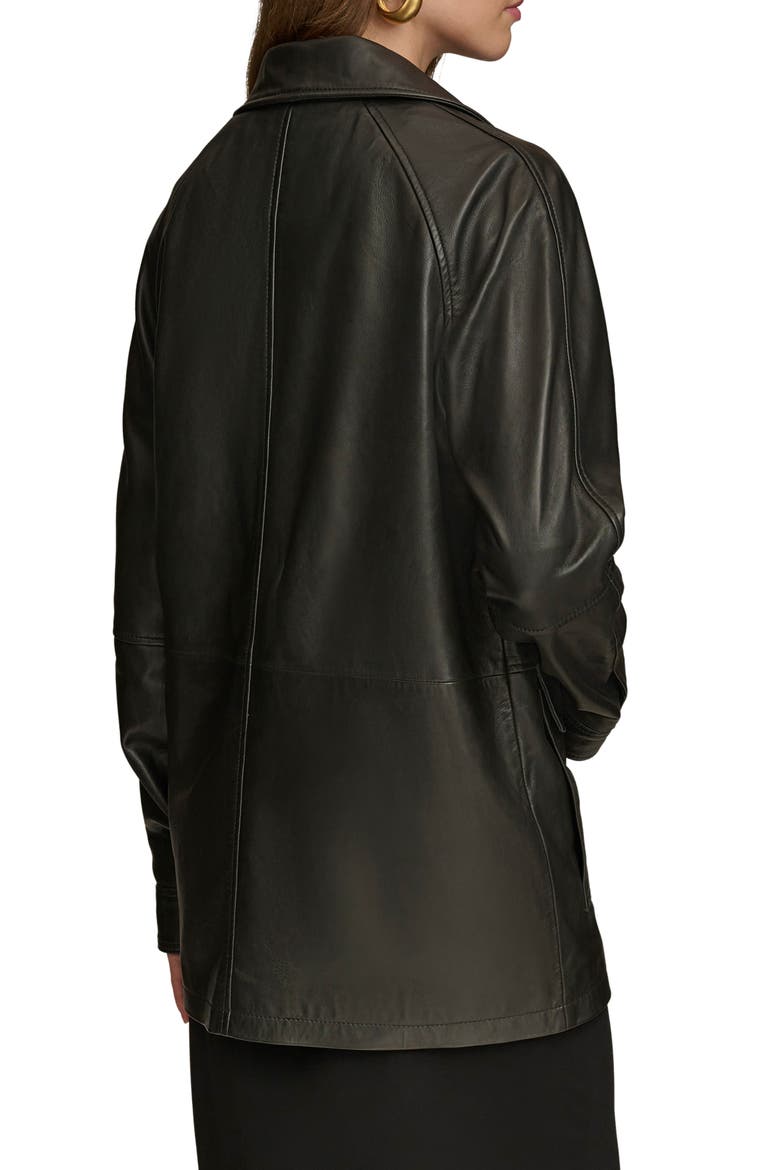 Leather Field Jacket, Alternate, color, BLACK
