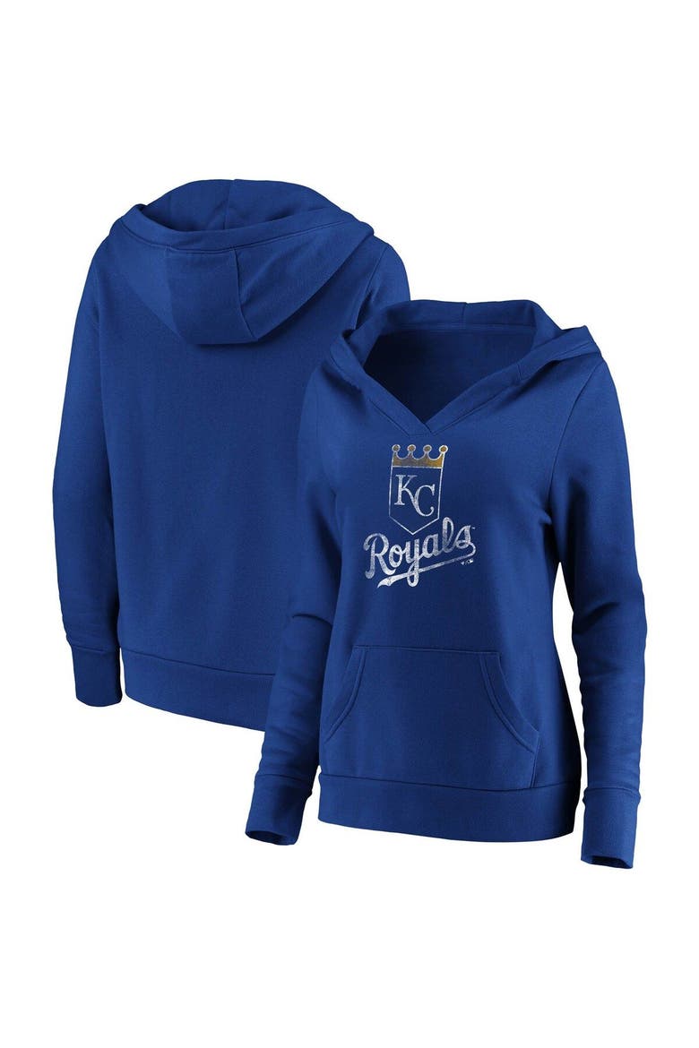 Women's Fanatics Branded Royal Kansas City Royals Core Team Crossover V-Neck Pullover Hoodie, Alternate, color, Royal