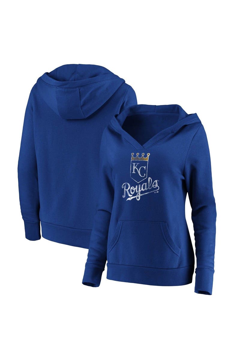 FANATICS Women's Fanatics Branded Royal Kansas City Royals Core Team Crossover V-Neck Pullover Hoodie, Alternate, color, 