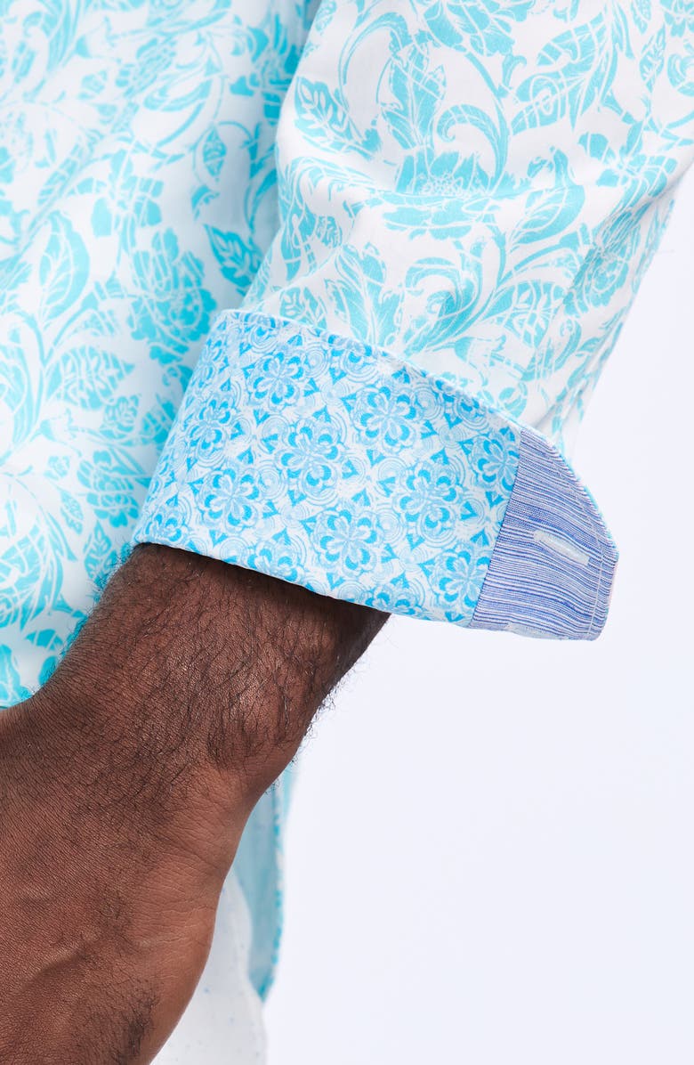 Robert Graham Caledon Cotton Button-Up Shirt, Alternate, color, Teal