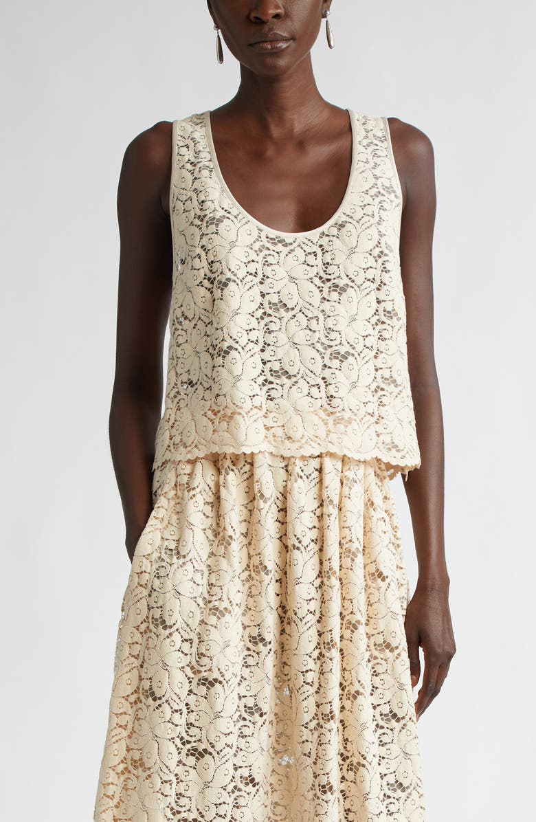 ST. JOHN Floral Guipure Lace Tank, Main, color,