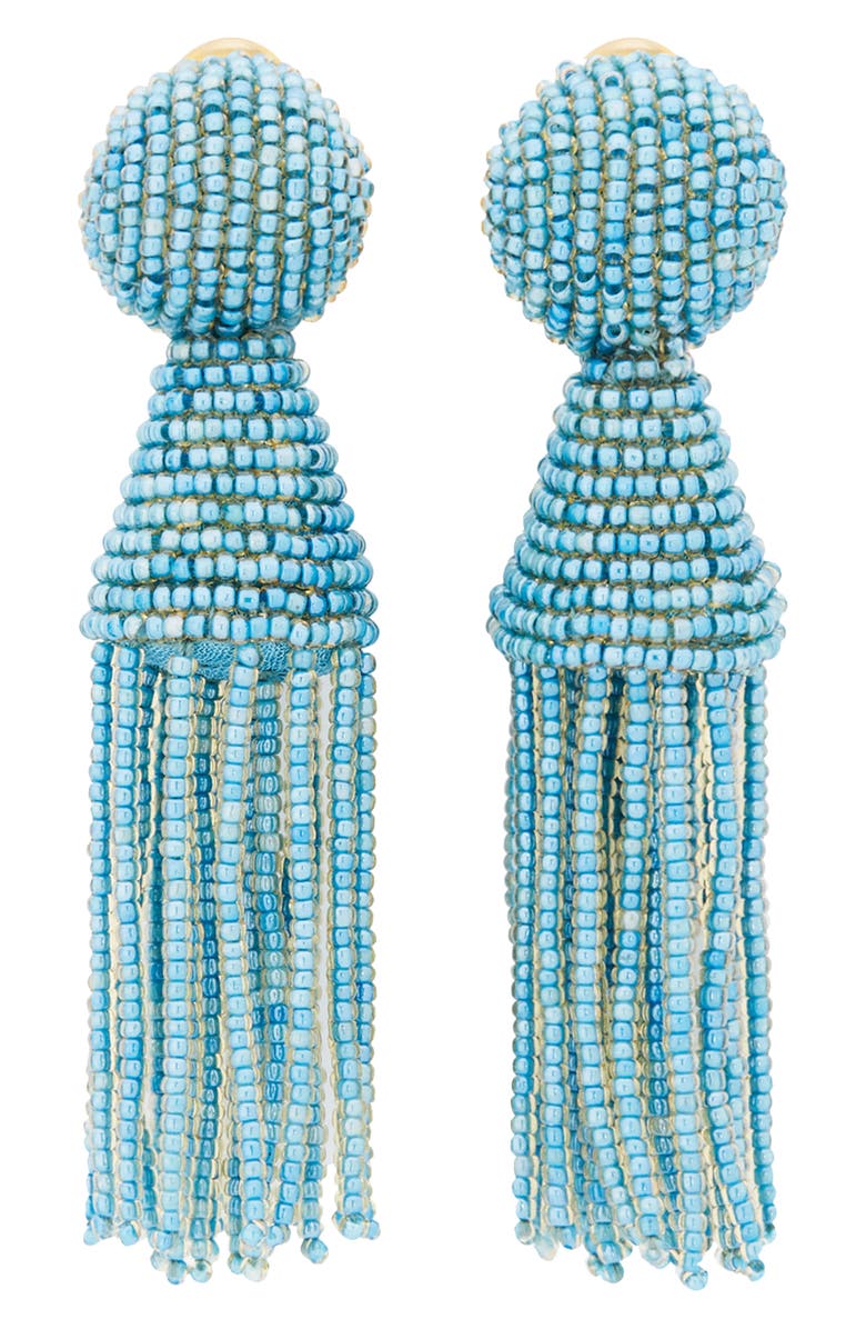 Oscar de la Renta Short Beaded Tassel Drop Earrings, Main, color, 