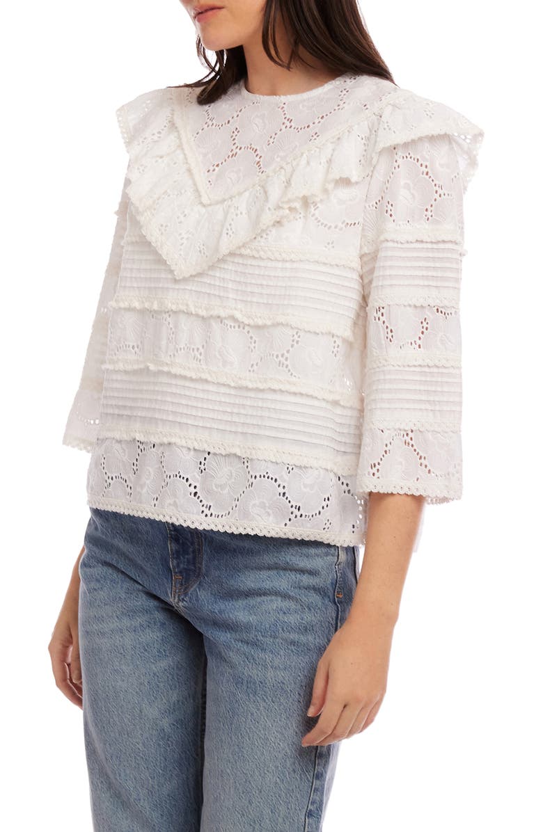 FIFTEEN TWENTY Flora Eyelet Top, Alternate, color, Off White