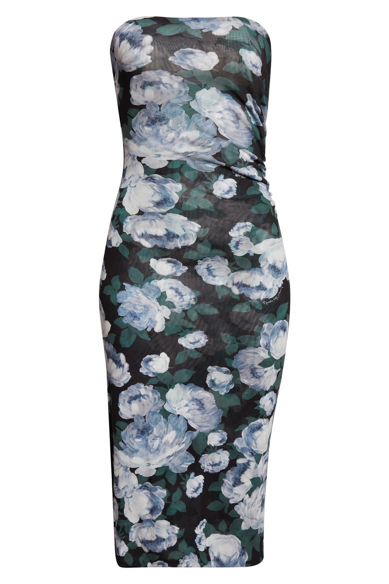 Bunch of Roses Strapless Mesh Dress, Alternate, color, MULTICOLOR