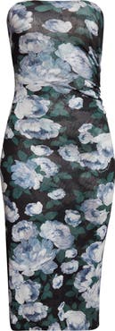 Stella McCartney Bunch of Roses Strapless Mesh Dress