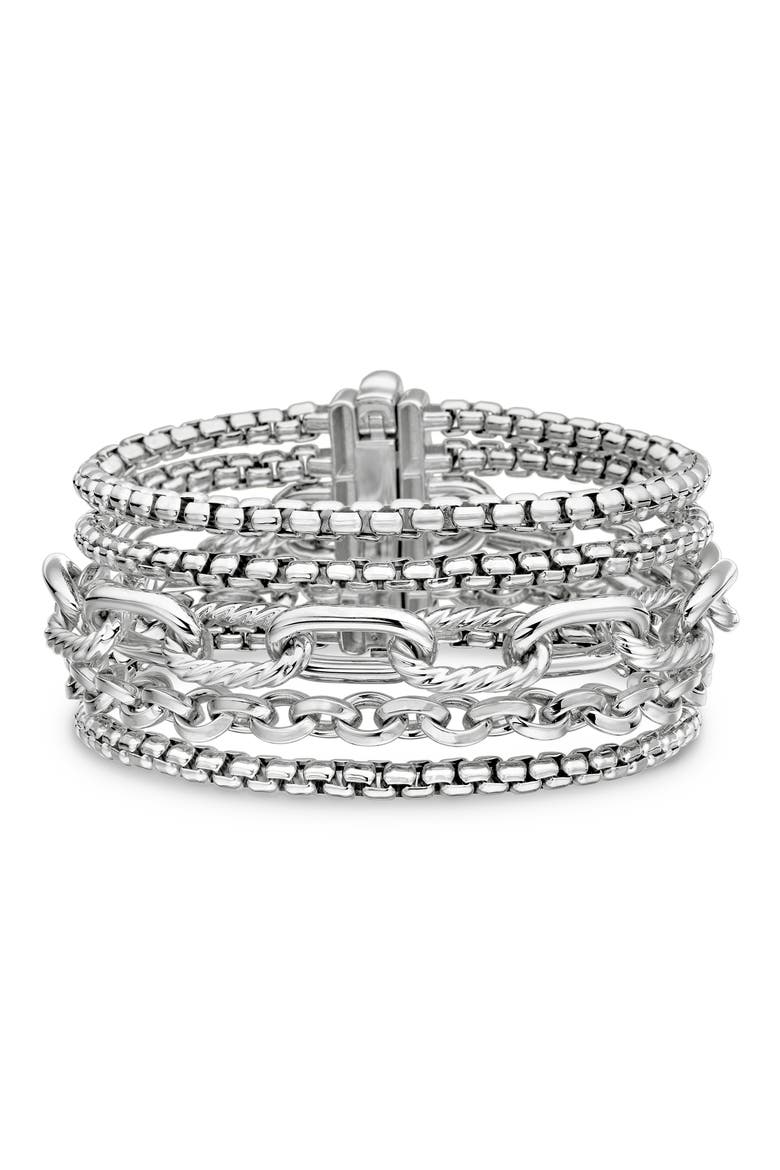 Multi-Row Chain Bracelet, Main, color, SILVER