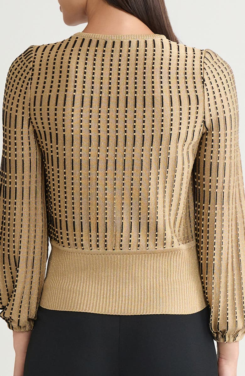 Ming Wang x Tanya Foster Linear Metallic Knit Top, Alternate, color, Gold/ Black