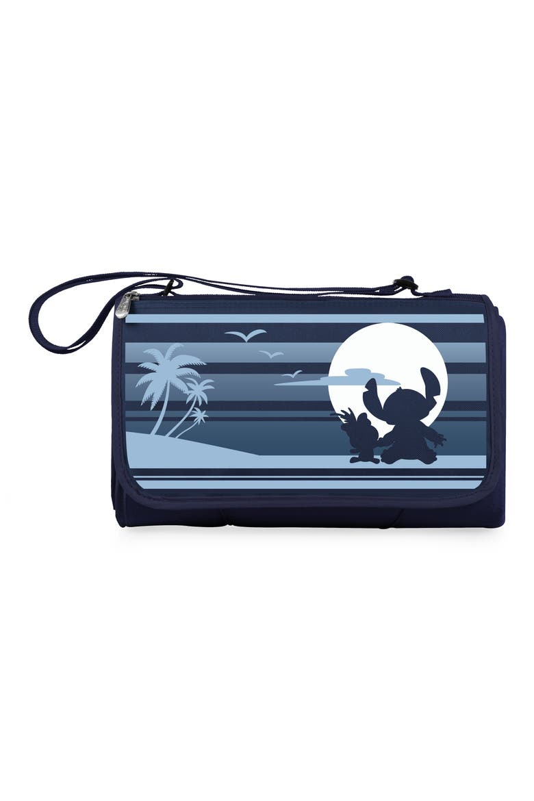 x Disney Lilo & Stitch Outdoor Picnic Blanket Tote, Main, color, NAVY BLUE WITH BLUE FLAP