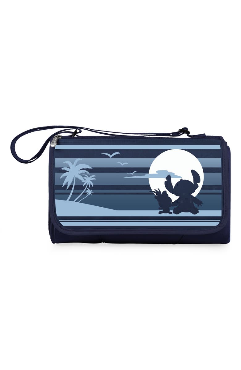 Picnic Time x Disney Lilo & Stitch Outdoor Picnic Blanket Tote, Main, color, Navy Blue With Blue Flap