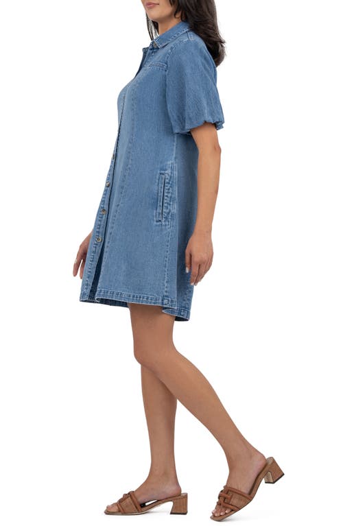 Kut From The Kloth Blanca Denim Mini Shirt Dress In Medium Wash In Medium Wash