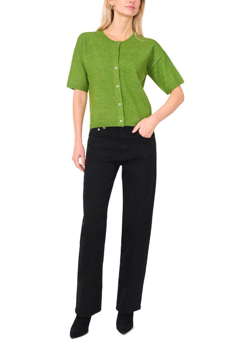 Short Sleeve Cardigan, Alternate, color, SALTED LIME