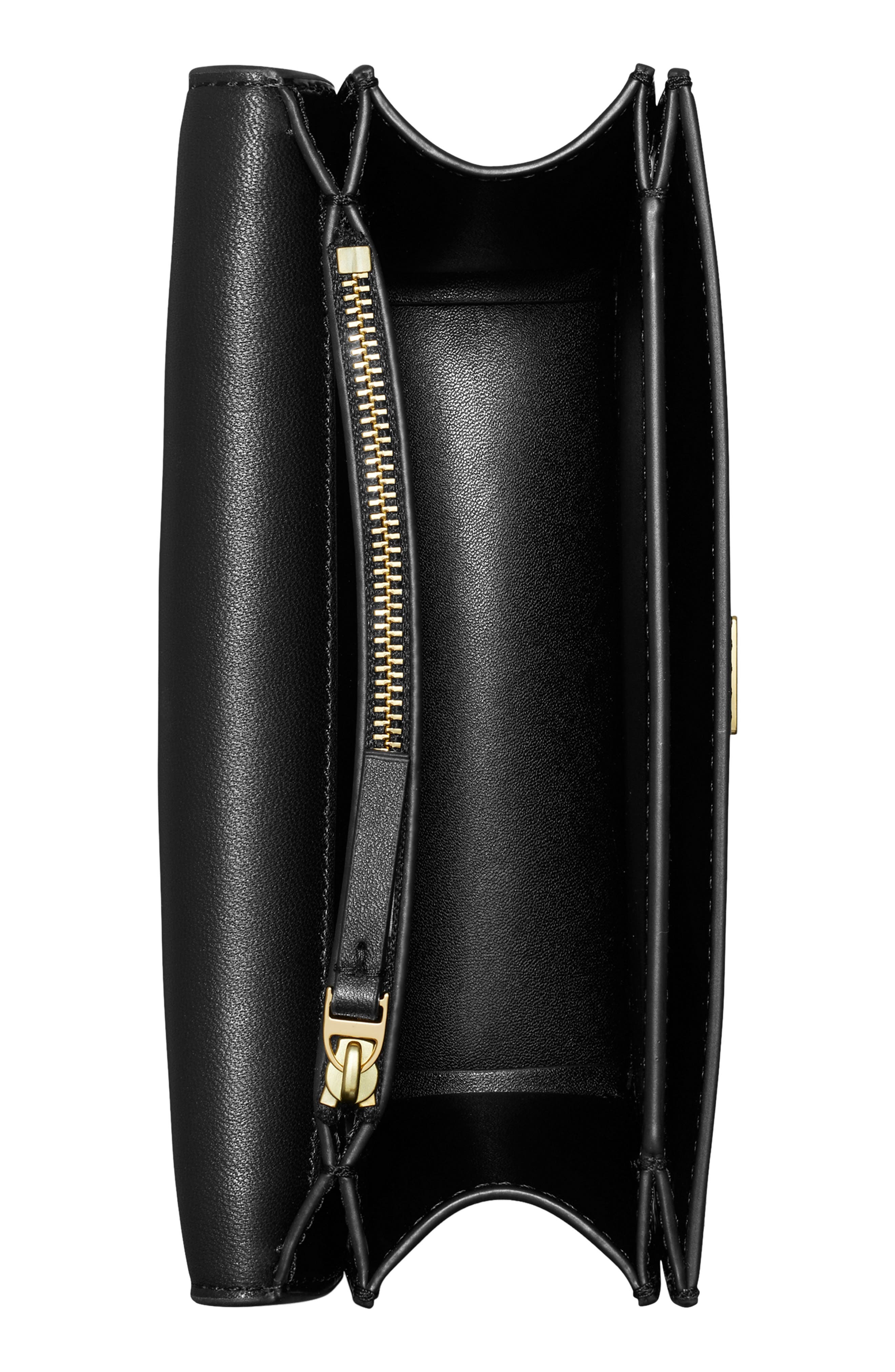 Tory Burch Small Eleanor Pavé Convertible Leather Shoulder Bag, Alternate, color, Black