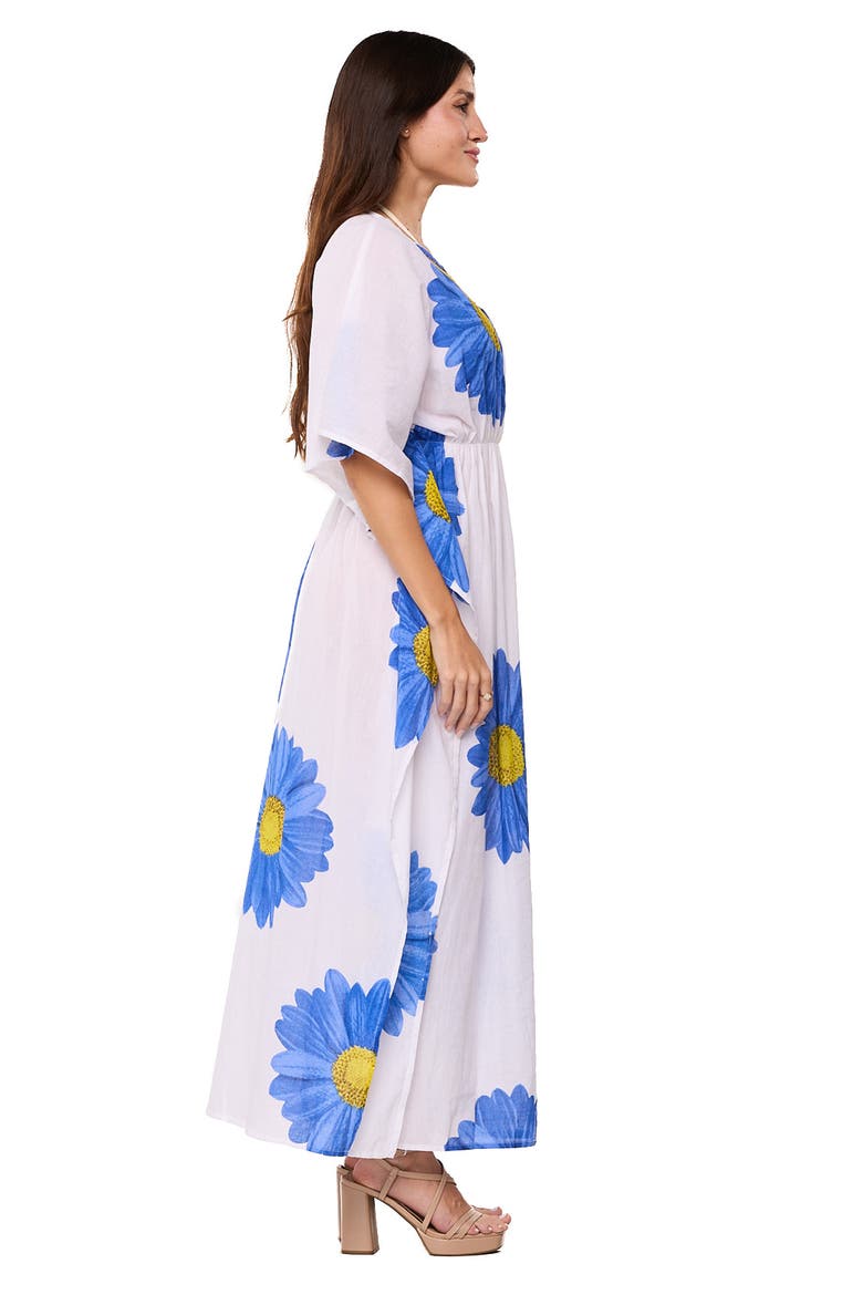 Longline Cover-Up Caftan, Alternate, color, WHITE