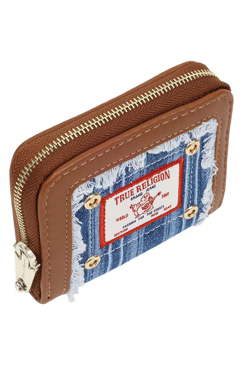 Small Frayed Thin Stripe Wallet, Alternate, color, COGNAC