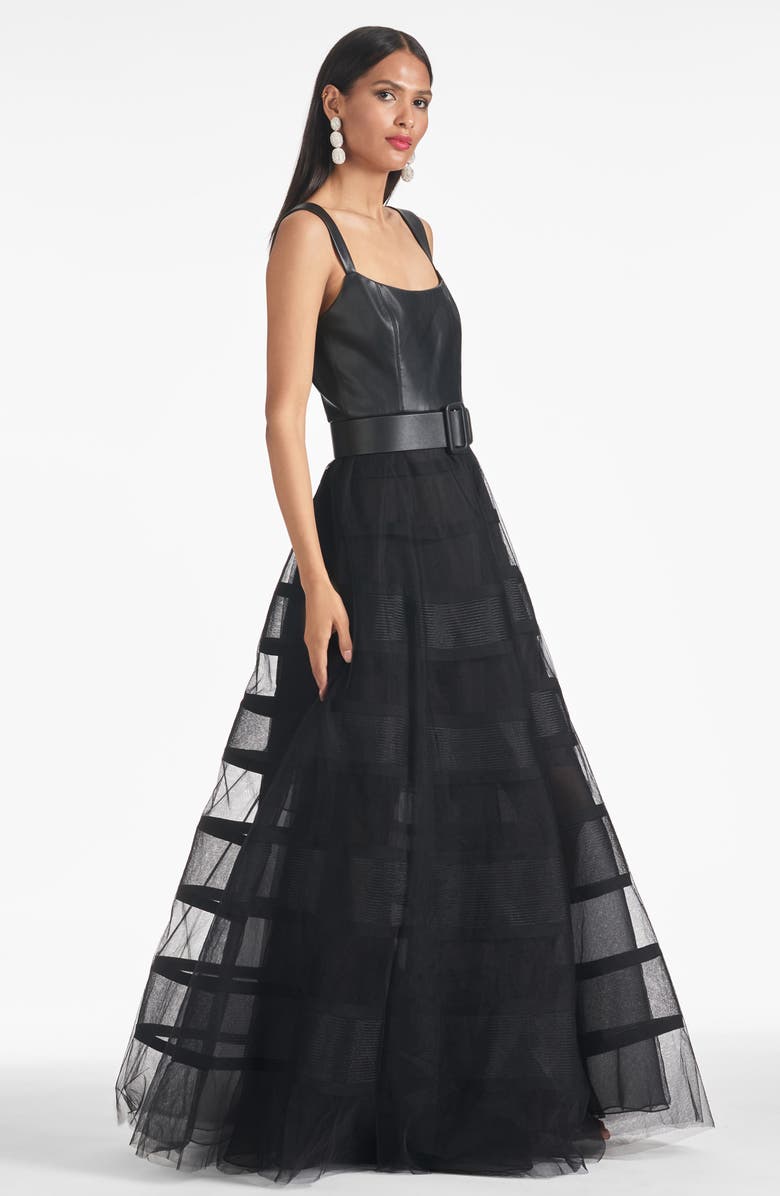 Sachin & Babi Veruca Belted Mixed Media Ballgown, Alternate, color, 