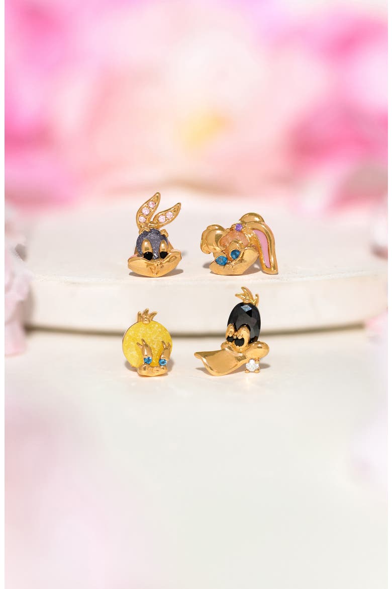 Looney Tunes Set of 4 Stud Earrings, Alternate, color, GOLD