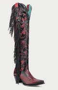 CORRAL Lamb Embroidered Overlay Pointed Toe Tall Boots