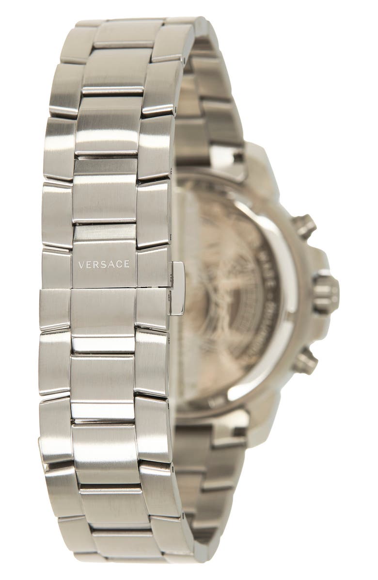 Versace Chronograph Stainless Steel Bracelet Watch, 45mm, Alternate, color, Stainless Steel