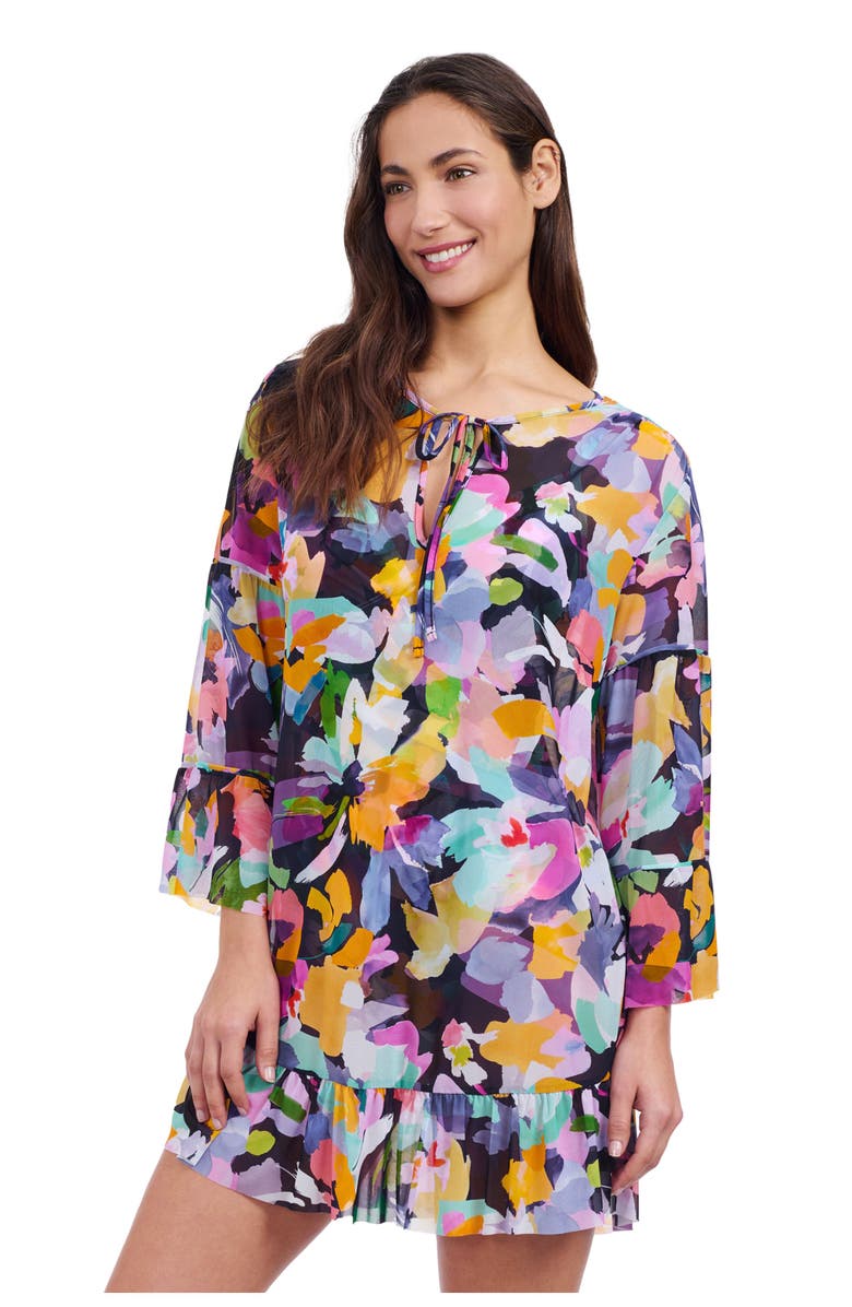 Profile by Gottex Holi Mesh Dress With Flounce, Alternate, color, 