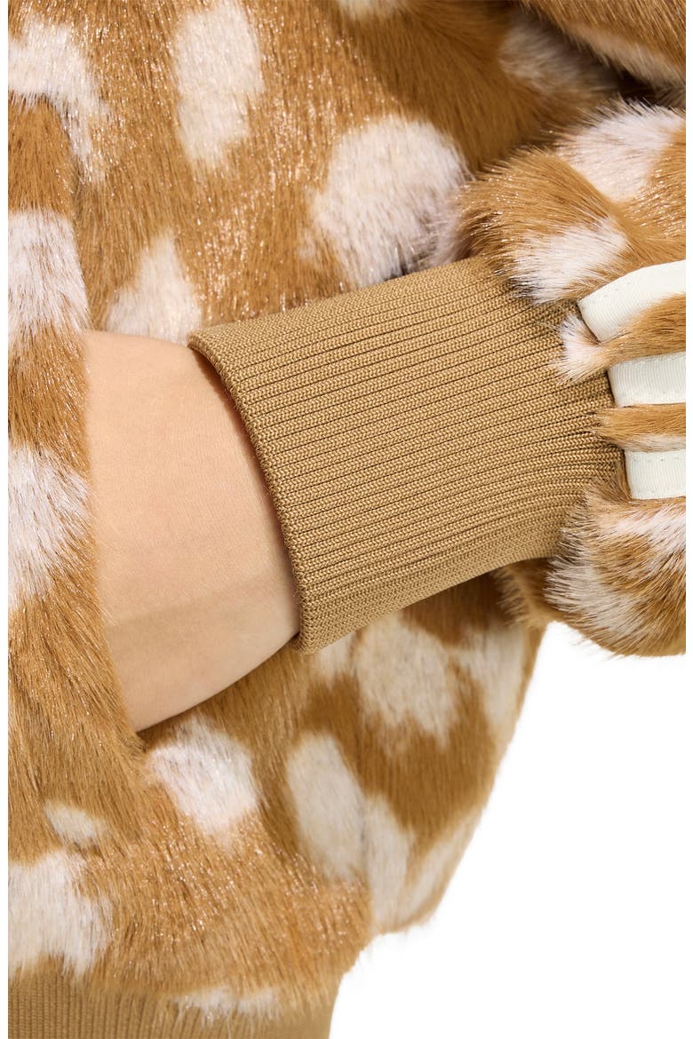 Faux Fur Bomber Jacket, Alternate, color, BROWN DESERT