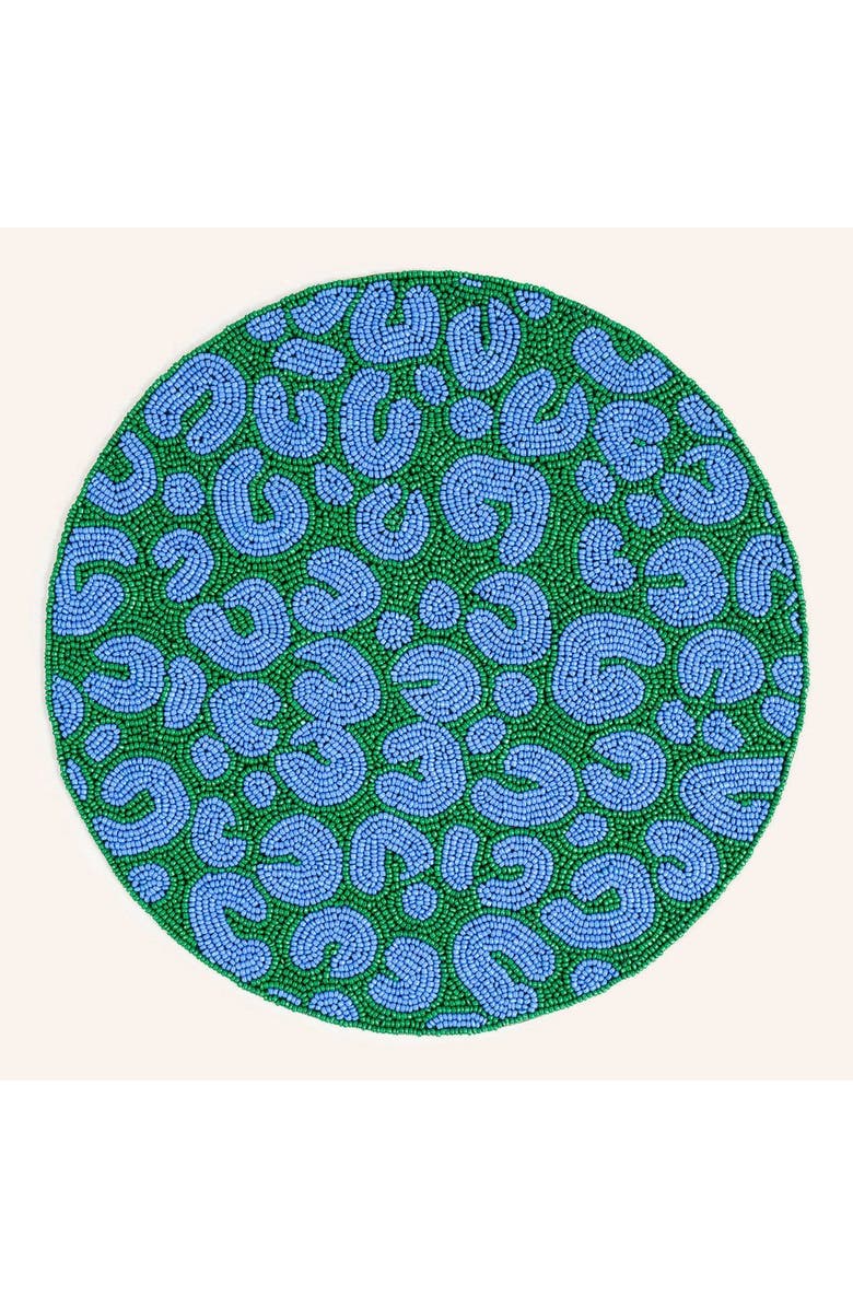 Zsa Zsa Zsu Dadri Beadded Placemat Animal 14 In, Main, color, Blue-Green